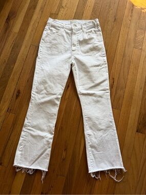 Mother white hustler ankle fray jeans